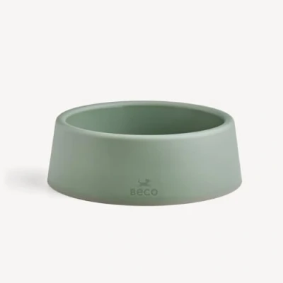 Afbeelding van Beco Hondenbak stabiele voer en waterbak, gerecycled kunststof, antislip rubberen basis, olijfgroen, maat L