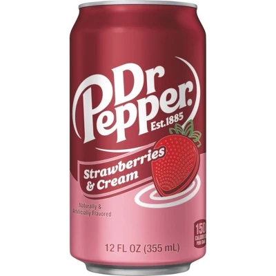 Afbeelding van Dr. Pepper Strawberries &amp; Cream Amerikaanse Frisdrank 12 blikken a 0,355L