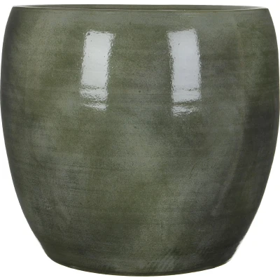 Afbeelding van Mica Decorations lester ronde bloempot groen maat in cm: 35 x 38