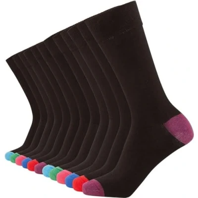 Image de FM London Chaussettes intelligentes (lot de 12) respirantes unies, à motifs et noires pour hommes en coton adaptées au travail aux tenues décontractées,