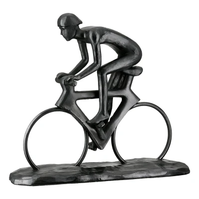 Afbeelding van Gilde Handwerk Beeld Sculptuur Wielrenner Racer polyresin 8x28x24 cm kleur zwart