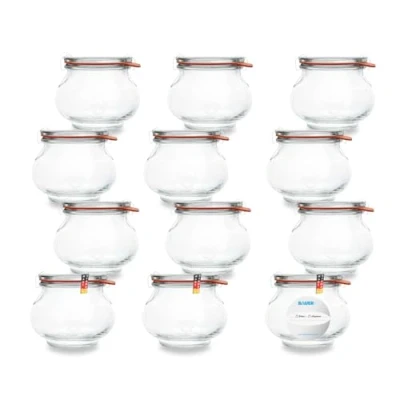 Afbeelding van 1/4 liter, 250 ml, te gebruiken als jampot, voorraadpot, conservenglas, 12 stuks