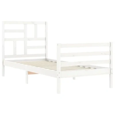 Afbeelding van vidaXL Bedframe met hoofdbord massief hout wit