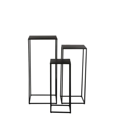 Afbeelding van Quinty Bijzettafel Set van 3 L30 x B30 H70 cm Metaal Zwart