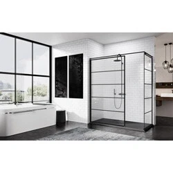 Afbeelding van Novellini Kuadra H inloopdouche (met muursteun 100 cm), stripes
