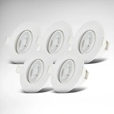 Afbeelding van B.K.Licht LED Badkamer Inbouwspots dimbaar set van 5 badkamerverlichting IP65 wit 9 x 4,2 cm (DxH)