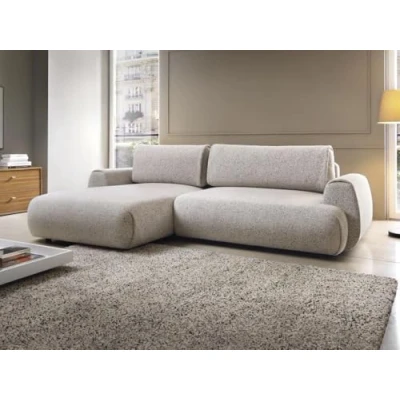 Afbeelding van Vente unique Hoekslaapbank met hoek links van grijze stof textuur MONELIA L 270 cm x H 81 D 167