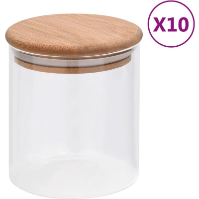 Afbeelding van Opbergpotten met bamboe deksel 10 st 600 ml glas