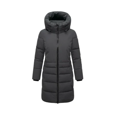 Afbeelding van Navahoo Manteau d&#039;hiver long pour femme matelassé chaud avec col haut et doublure en polaire mi douillette Nébuleuse lunaire XIV XS à 4XL, anthrazit, S