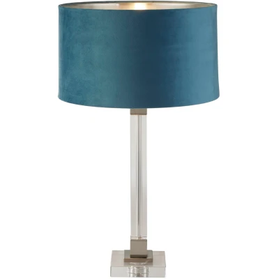 Afbeelding van Searchlight Scarborough Tafellamp Ø 38 X 67 Cm Satijn Nikkel, Zilver En Blauwgroen