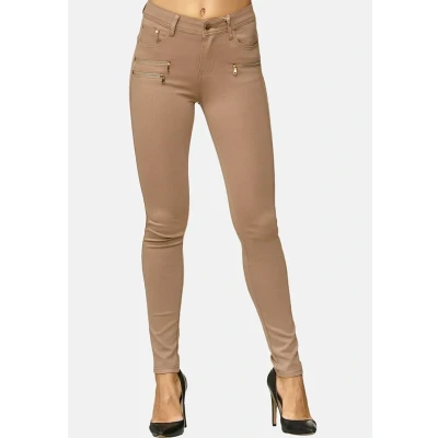 Afbeelding van Elara Chunkyrayan Jeggingbroek voor dames, stretch, skinny fit, Donker beige