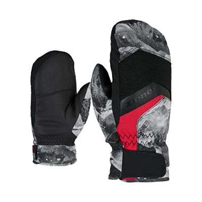 Afbeelding van Ziener Labinos AS Mitten Junior skihandschoenen, waterdicht en ademend, zwart 3 voor jongens, wintersport, waterdicht, 801949, bergprint, grijs, (EU)