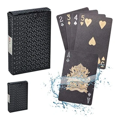 Afbeelding van Relaxdays pokerkaarten 2 decks poker speelkaarten waterbestendig kaartspel zwart