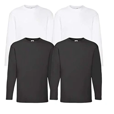 Afbeelding van Fruit of the Loom Set van 4 t shirts met lange mouwen M L XL XXL in verschillende kleursets naar keuze