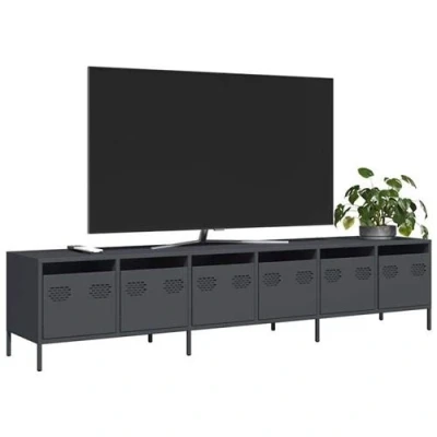 Afbeelding van vidaXL Tv meubel 202x39x43,5 cm koudgewalst staal antracietkleurig