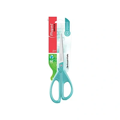 Afbeelding van Maped Bureauschaar Essentials asymmetrische 21 cm Blauwe schaar Roestvrijstalen messen en klinknagels Ergonomische ringen voor beide handen Scherpe punt