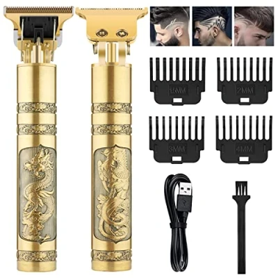 Image de Tondeuse Cheveux Hommes Professionnelle Sans Fil, Rasoir Electrique Barbe Waterproof T blade, Rechargeable Kit de Finition pour Coupe et Contours (Bronze)
