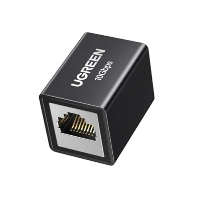 Afbeelding van UGREEN Zwart 10 Gbps koppeling RJ45 ethernet aansluiting bus op LAN verlengkabel netwerkadapter compatibel met ethernetkabel Cat 8 7 6 5 5e (1 stuk)