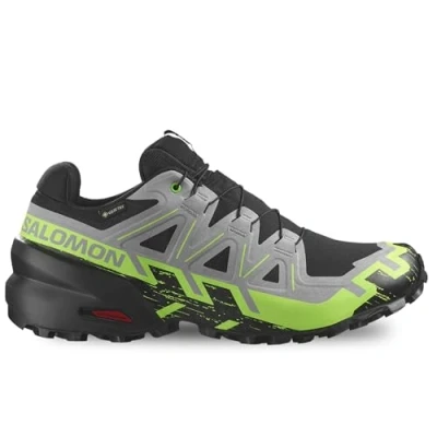 Afbeelding van Salomon Speedcross 6 GTX Outdoorschoenen, Heren, Maat: 46, Black/alloy/green gecko Textiel/ synthetisch