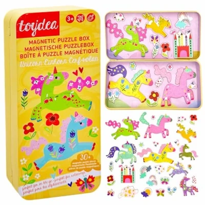 Afbeelding van Toydea Jeu de puzzle magnétique licorne Favorise la créativité et motricité fine Jouet à partir 3 ans voyage idéal pour les enfants Parfait déplacements