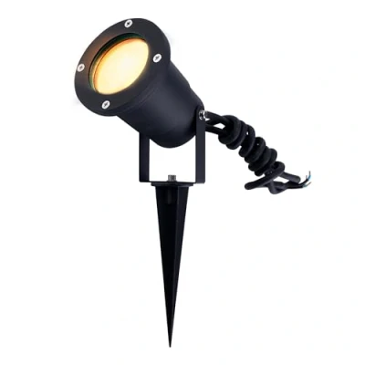 Afbeelding van Ledvion LED Grondspot Zwart, Aluminium, 2700K IP65, GU10 fitting Incl. Lamp, 1m kabel Stekker, Prikspot, Tuinspot, Buiten Verlichting, Buitenlamp, Tuinverlichting