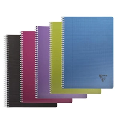 Afbeelding van Clairefontaine 329115C Collection Linecolor intensieve notitieboek, spiraalbinding, A4, 21 x 29,7 cm, 100 pagina&#039;s, grote ruiten, wit papier, 90 g, omslag van transparant polypropyleen, willekeurige kleurkeuze