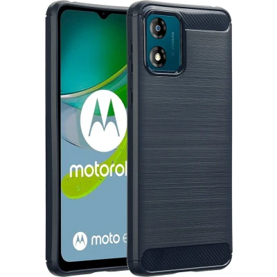 Afbeelding van imoshion Hoesje Geschikt voor Motorola Moto E13 Siliconen Brushed Backcover Donkerblauw