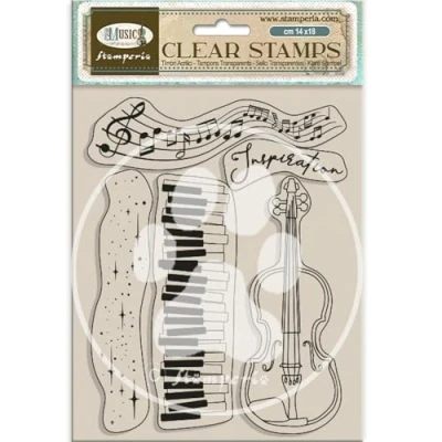 Afbeelding van Stamperia Music Clear Stamps Violin (WTK204)