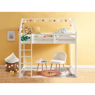 Afbeelding van Hoogslaper 90 x 190 cm Massief grenen Wit TARZIA L 197.5 H 200.5 D 96.5