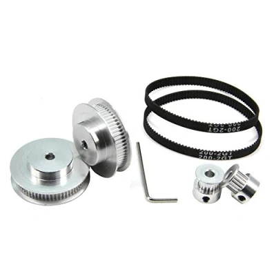 Afbeelding van Zeberoxyz 2 stuks GT2 20 synchrone wielen, 60 tanden, boring 5 mm, aluminium tandriemschijf met tandriemschijven 200 mm lang, 6 breed, 60T 5B