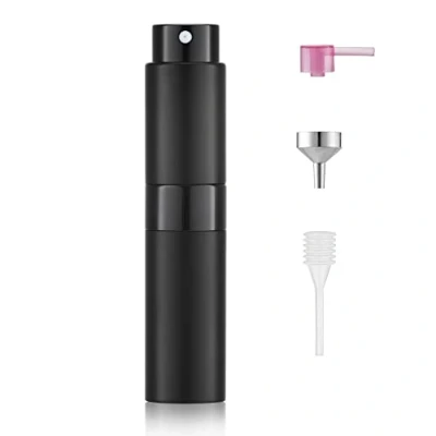 Afbeelding van Navulbare aluminium parfumverstuiver (8 ml) set verdraait verborgen mond lege glazen zakverstuiver voor parfum en aftershave op reis zwart