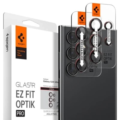 Afbeelding van Spigen Glas.TR EZ Fit Optik Pro camerabescherming, compatibel met Samsung Galaxy S24 Ultra, L Series Edition, 2 stuks, individuele bescherming, krasbestendig, 9H lensbescherming