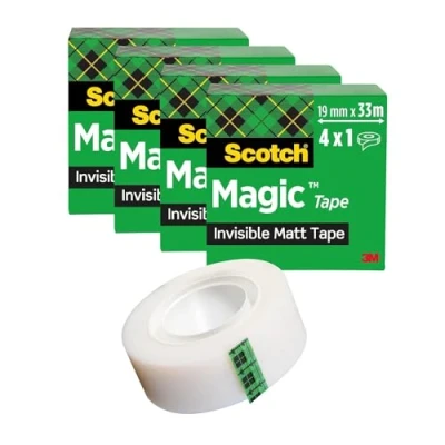 Afbeelding van Plakband Scotch Magic 810 4 rollen,19 mm x 33 m onzichtbaar mat transparant
