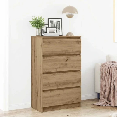 Afbeelding van vidaXL Dressoir 60x35x98,5 cm bewerkt hout artisanaal eikenkleur