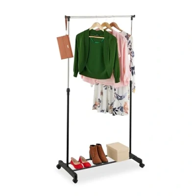 Afbeelding van Relaxdays kledingrek op wielen hoogte verstelbaar 91 156x76x40,5 cm metaal