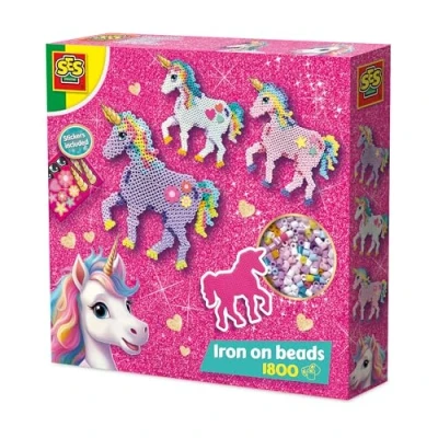 Afbeelding van SES Creative 14728 Eenhoorn strijkkralen Creatieve Knutselset voor Kinderen vanaf 5 Jaar Maak eenhoorns met en stickers Perfect knutselplezier