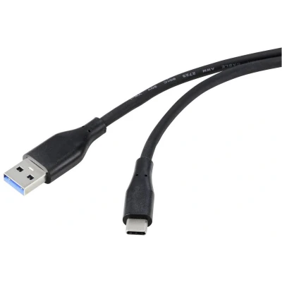 Afbeelding van Renkforce USB kabel 3.2 Gen1 (USB 3.0 / 3.1 Gen1) A stekker, C stekker 2.00 m Zwart PVC mantel, Zeer flexibel RF 4995176