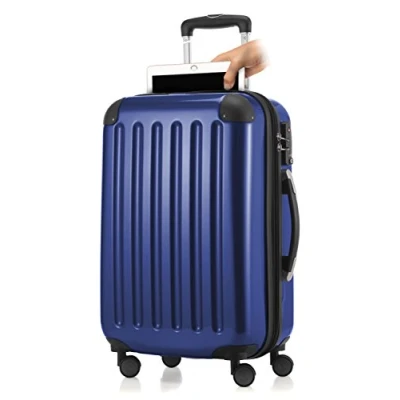 Afbeelding van HAUPTSTADTKOFFER Alex 4 dubbele wielen handbagage met laptopvak, hardshell uitbreidbare koffer 55 cm trolley, TSA, donkerblauw