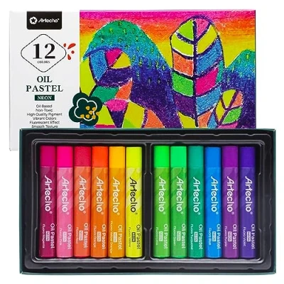 Afbeelding van Artecho Neonoliepastelset voor schilderen, tekenen, mengen, neon oliepotloden kunstenaars, beginners, studenten, leraren