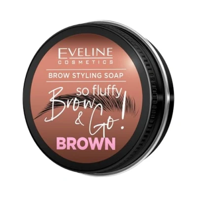 Afbeelding van Eveline Cosmetics Brow &amp; Go! Wenkbrauwstylingzeep Veganistische gelformule met henna extract en vitamine E verkrijgbaar in lichte bruine tinten