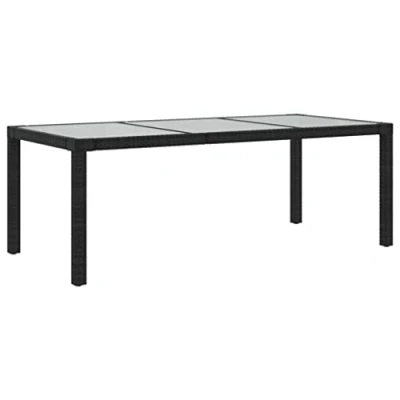 Afbeelding van vidaXL Tuintafel, zwart, 190 x 90 75 cm, gehard glas/polyrotan