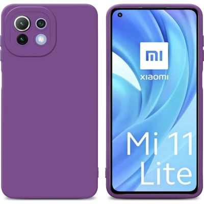 Afbeelding van Cadorabo Hoesje geschikt voor Xiaomi Mi 11 LITE (4G / 5G) NE in Fluid MAT PAARS Beschermhoes gemaakt van flexibel TPU silicone Cover Case