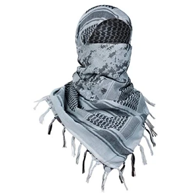 Image de FREE SOLDIER Foulard/foulard Shemagh, Palituch Écharpe tactique des déserts arabes, écharpes pour homme Palestinien Arafat 110 x cm (Ensemble vert et marron), Camouflage bleu., * 110cm