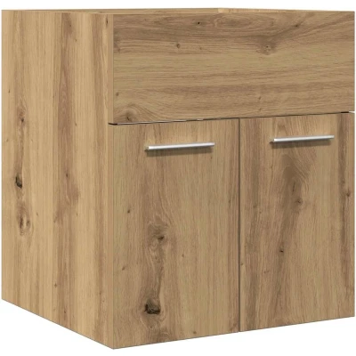 Afbeelding van Wastafelkast 41x38,5x46 cm bewerkt hout artisanaal eikenkleur