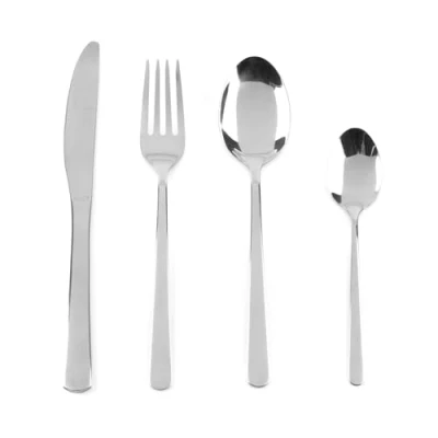 Afbeelding van Russell Hobbs RH00022GP 16 delig bestekset van roestvrij staal voor 4 personen, mes en vork, vaatwasmachinebestendig, messen, vorken, lepels, hoogglans gepolijst