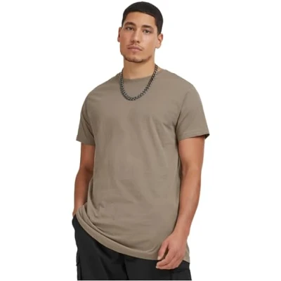 Image de Urban Classics Shaped Long Tee Manches Courtes Ourlet Arrondi Col Rond Basique Streetwear Minimaliste 100% Coton Jersey Homme, Vert (Army Green 1144), XL