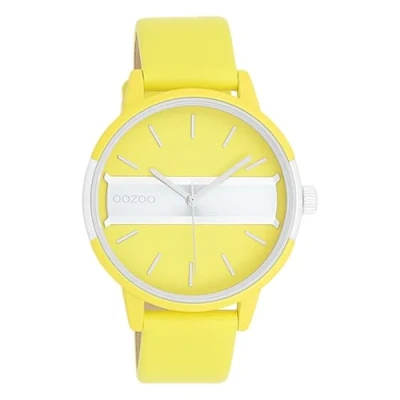 Afbeelding van OOZOO Timepieces neon geel/goudkleurige horloge met gele leren band C11191