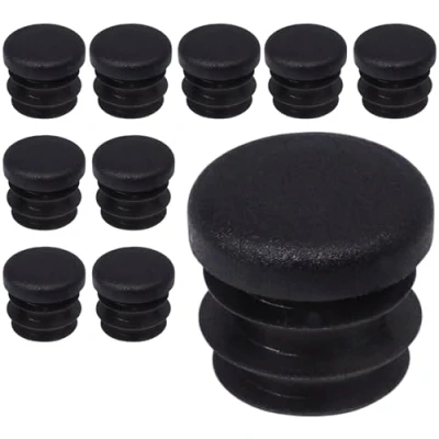 Afbeelding van SKIR&#039;CO 10 stuks 15 mm ronde buisinzetstukken, zwarte kunststof hekpaalstoppen, buisstoppers, zwart RAL 9005