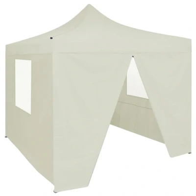 Afbeelding van Partytent met 4 zijwanden inklapbaar 2x2 m staal crème