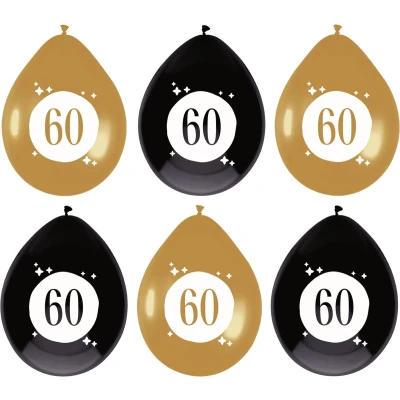 Afbeelding van Ballonnen 60 jaar Festive Goud 30cm 6 stuks